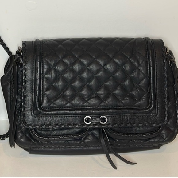 ZARA Quilted Leather W/Crossbody Chain Strap Black Chic City Bag RARE - Picture 12 of 16